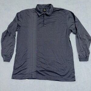 Nike Golf Polo Shirt Long Sleeve Collared Striped Blue Mens Size XL